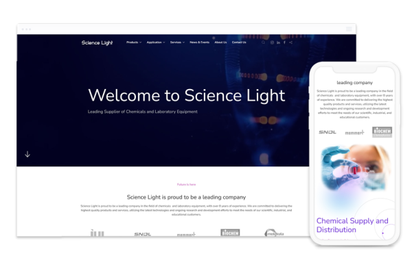 Science Light desktop homepage design preview